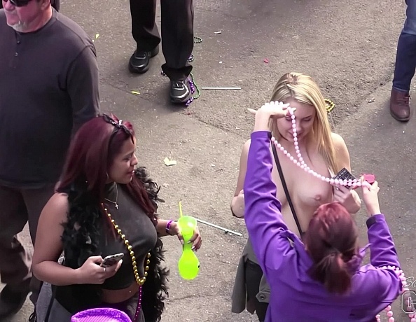 Mardi Gras Hot Women Flashing From the Street Nudity Festival in New Orleans