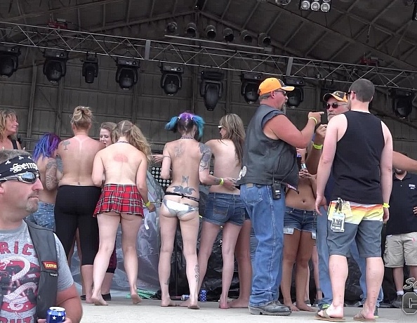 Amateur Biker Chicks Getting Nude in a Skin to Win Wet T\-Shirt Contest Abate of Iowa